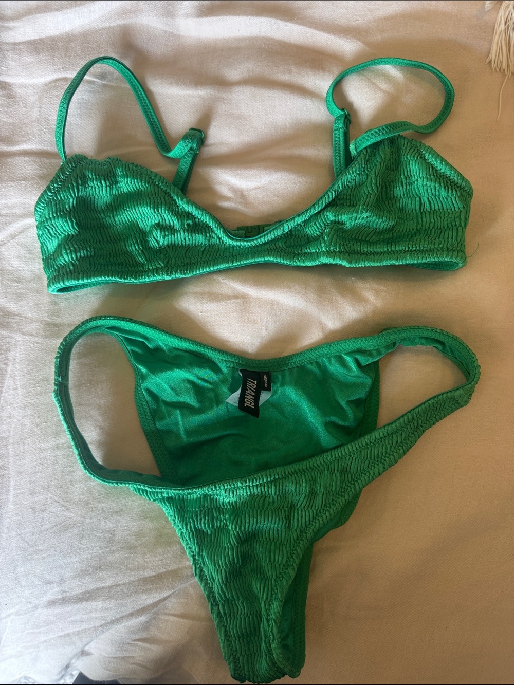 triangl swimwear Maia Emerald Green Bikini Set (small top, Med bottoms)